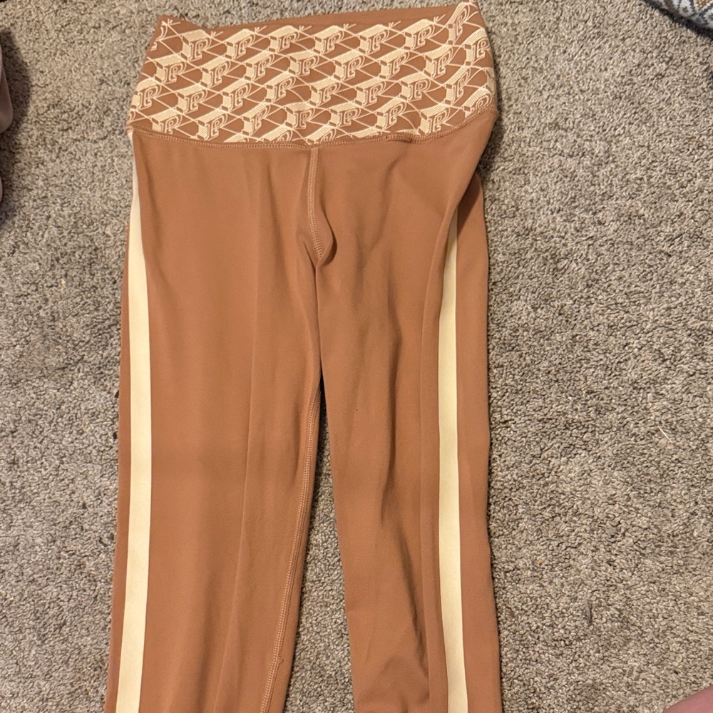 PINK Victoria's Secret Tan Leggings with Cream Accents